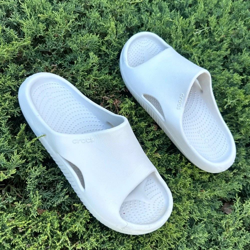 Crocs Mellow Recovery‎ Slides Unisex Size M8 W10 Comfort Sandals Color Bone